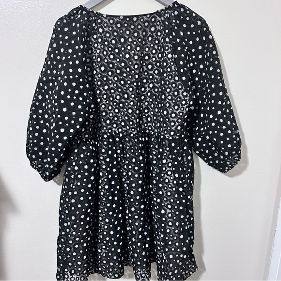 Aritzia Sunday Best Bonita Babydoll Dress Medium Black Faux Wrap Floral - Picture 7 of 8